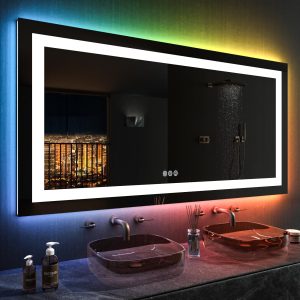 55X30 Inch RGB LED Bathroom Mirror with Lights